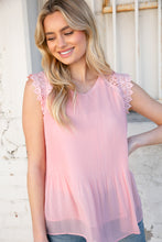Load image into Gallery viewer, Blush Accordion Lace Short Sleeve Lined Top