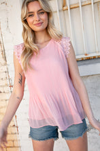 Load image into Gallery viewer, Blush Accordion Lace Short Sleeve Lined Top