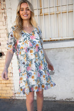 Load image into Gallery viewer, Sage &amp; Blush Floral Ruffle Frill Detail Lined Dress
