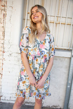 Load image into Gallery viewer, Sage &amp; Blush Floral Ruffle Frill Detail Lined Dress