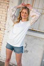 Load image into Gallery viewer, Stripe &amp; Challis Floral Scarf Print Drop Sleeve Top