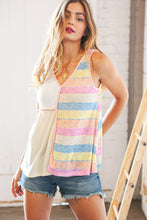 Load image into Gallery viewer, Cream Multi Stripe Slub Textured Piping Detail Top