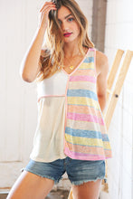 Load image into Gallery viewer, Cream Multi Stripe Slub Textured Piping Detail Top