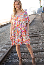 Load image into Gallery viewer, Floral Dolman Yoke Woven Shift Dress with Pockets