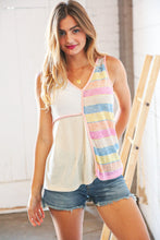 Load image into Gallery viewer, Cream Multi Stripe Slub Textured Piping Detail Top