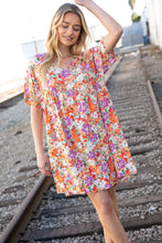 Load image into Gallery viewer, Floral Dolman Yoke Woven Shift Dress with Pockets