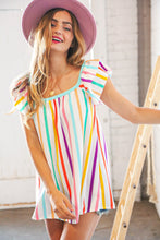 Load image into Gallery viewer, Multicolor Vertical Stripe Ruffle Frill Sleeve Top