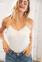 Load image into Gallery viewer, Oatmeal Cotton Blend Boho V Neck Button Tank