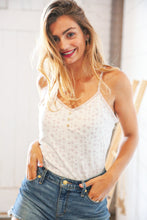 Load image into Gallery viewer, Oatmeal Cotton Blend Boho V Neck Button Tank