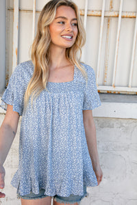 Ditzy Floral Smock Square Neck Top