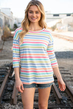 Load image into Gallery viewer, Rib Multicolor Stripe Oversized Knit Top