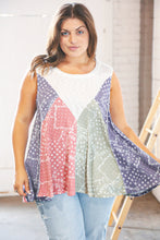 Load image into Gallery viewer, Ditzy Floral Color Block Two-Tone Terry Swing Tank