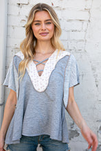 Load image into Gallery viewer, Boho Print Terry Cotton Triblend Color Block Crisscross Top