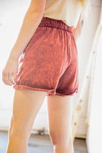 Load image into Gallery viewer, Rust Cotton Light-Wash Drawstring Cuffed Shorts