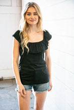 Load image into Gallery viewer, Midnight Off Shoulder Ruffle Sleeveless Rib Tank Top