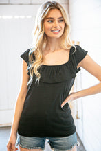 Load image into Gallery viewer, Midnight Off Shoulder Ruffle Sleeveless Rib Tank Top