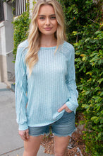 Load image into Gallery viewer, Sky Blue Rib Overlock Reverse Stitch Top