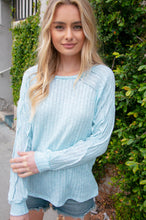 Load image into Gallery viewer, Sky Blue Rib Overlock Reverse Stitch Top