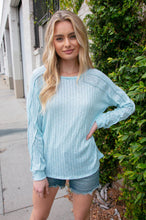 Load image into Gallery viewer, Sky Blue Rib Overlock Reverse Stitch Top