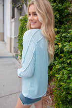 Load image into Gallery viewer, Sky Blue Rib Overlock Reverse Stitch Top