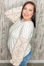 Load image into Gallery viewer, Stripe &amp; Challis Floral Scarf Print Drop Sleeve Top