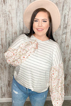 Load image into Gallery viewer, Stripe &amp; Challis Floral Scarf Print Drop Sleeve Top
