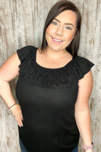 Load image into Gallery viewer, Midnight Off Shoulder Ruffle Sleeveless Rib Tank Top